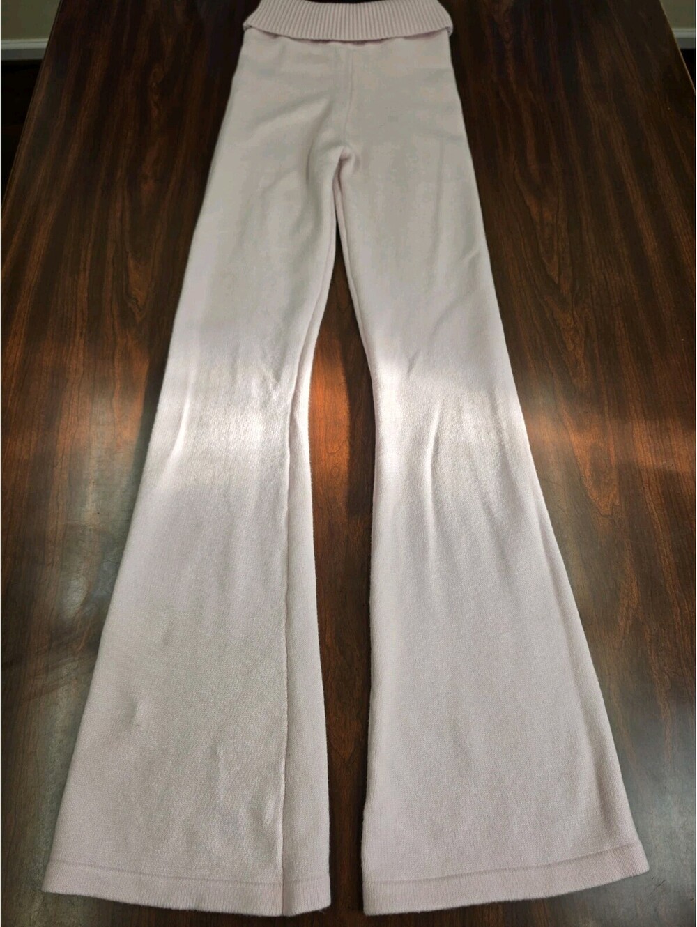 Faded Rose Small Pink Knit Flare Leg Casual Lounge Pants Y2K Minimalist Lounge